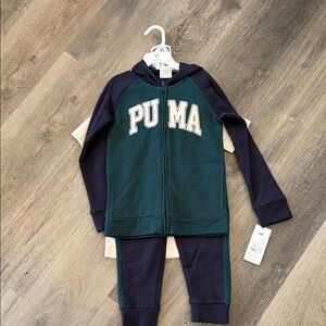 3 piece PUMA Forest Green and Navy Hoodie Set